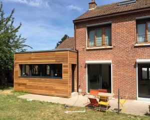 Extension bardage avec ossature en bois à Lambersart (Lille)