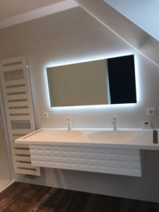 Salle de bains avec meuble vasque + douche et baignoire + WC + bidet - Salle de bains à Lys-Lez-Lannoy (Lille)