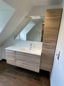Salle de bains, meuble vasque, colonne de rangement - Mouvaux (Lille)